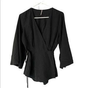Free People wrap top, black